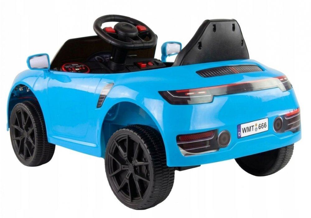 LeanToys Masinuta electrica pentru copii 90W cu telecomanda lumini si sunete 2 motoare frana automata si panou audio Blue