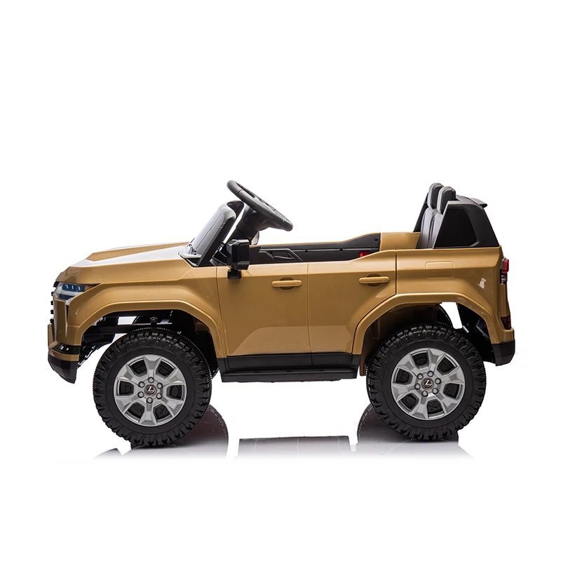 Lexus Masinuta electrica pentru copii cu licenta GX550 Champagne 4x4 cu telecomanda acumulator 24V7Ah Roti EVA Scaun din piele4 Motoare x 55W oglinzi retrovizoare lumini LED afisaj baterie