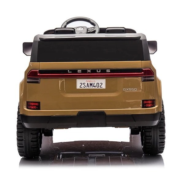 Lexus Masinuta electrica pentru copii cu licenta GX550 Champagne 4x4 cu telecomanda acumulator 24V7Ah Roti EVA Scaun din piele4 Motoare x 55W oglinzi retrovizoare lumini LED afisaj baterie