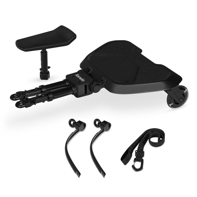 Lionelo Adaptor universal carucior pentru al doilea copil Buggy Board Negru 2 in 1 3 pozitii reglare sezut pe inaltime platforma antiderapanta roti cu lumini colorate sustine 25 kg
