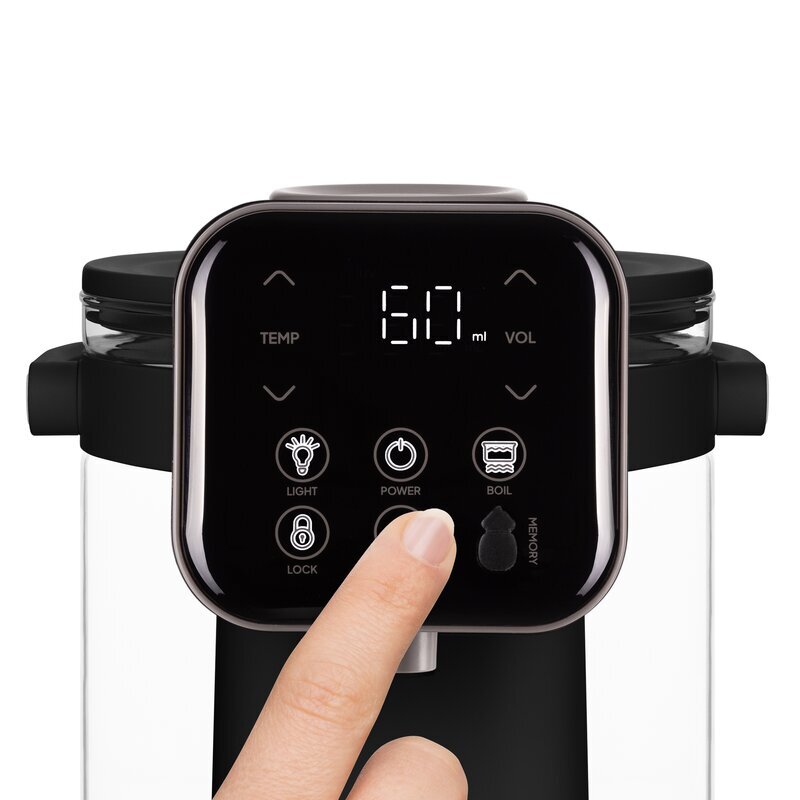 Lionelo Aparat pentru incalzirea si declorizarea apei Babypresto 2.0 Negru pentru lapte praf lampa UV rezervor 3l lumina de noapte dozare 30-300 ml 1200 W afisaj digital
