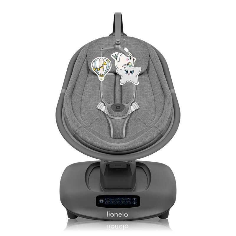 Lionelo Balansoar si sezlong Blossom Gri 5 melodii 5 moduri de balansare jucarii husa respirabila telecomanda scaun reglabil