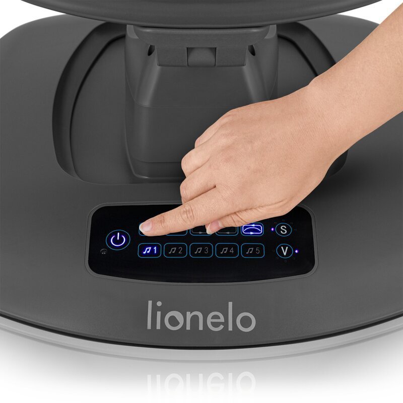 Lionelo Balansoar si sezlong Blossom Gri 5 melodii 5 moduri de balansare jucarii husa respirabila telecomanda scaun reglabil