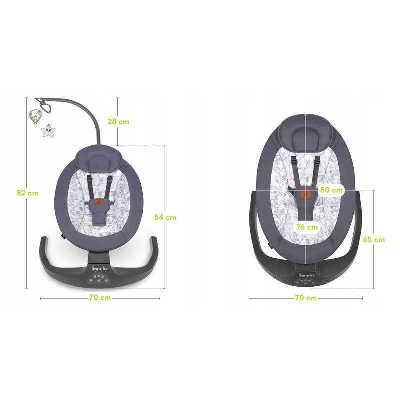 Lionelo Balansoar si sezlong copii Ralf 2 in 1 electric Gri Grafit
