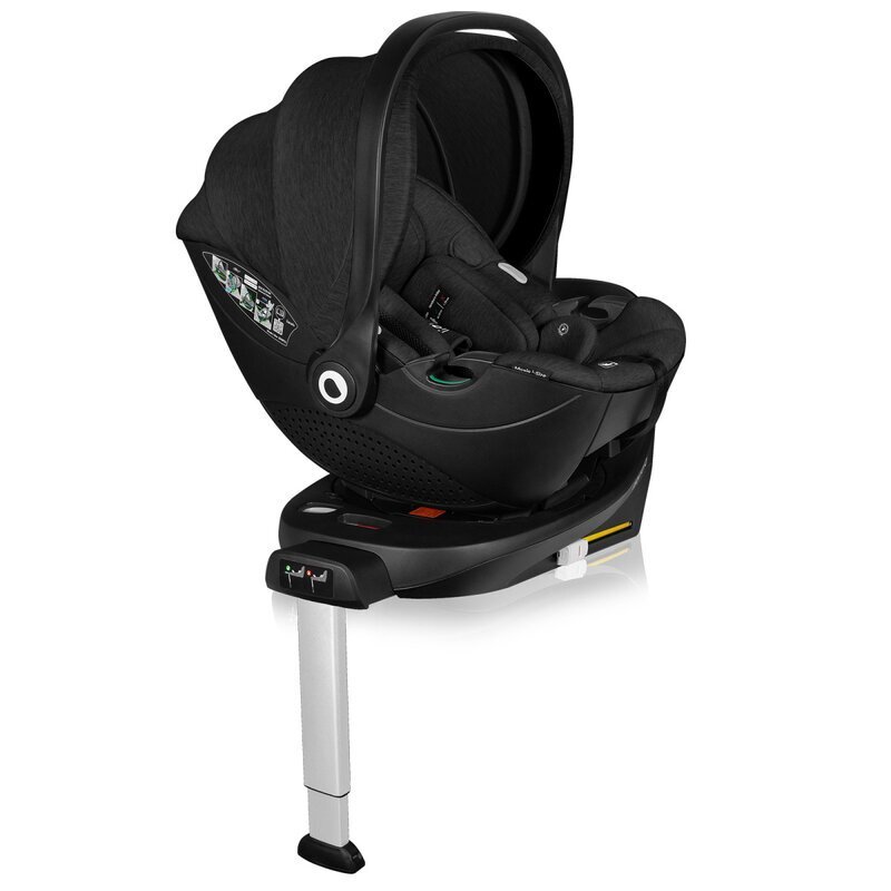 Lionelo Baza scaun auto i-Size Moxie Negru rotativa 360 cu isofix si picior stabilizator indicatori pentru instalare corecta