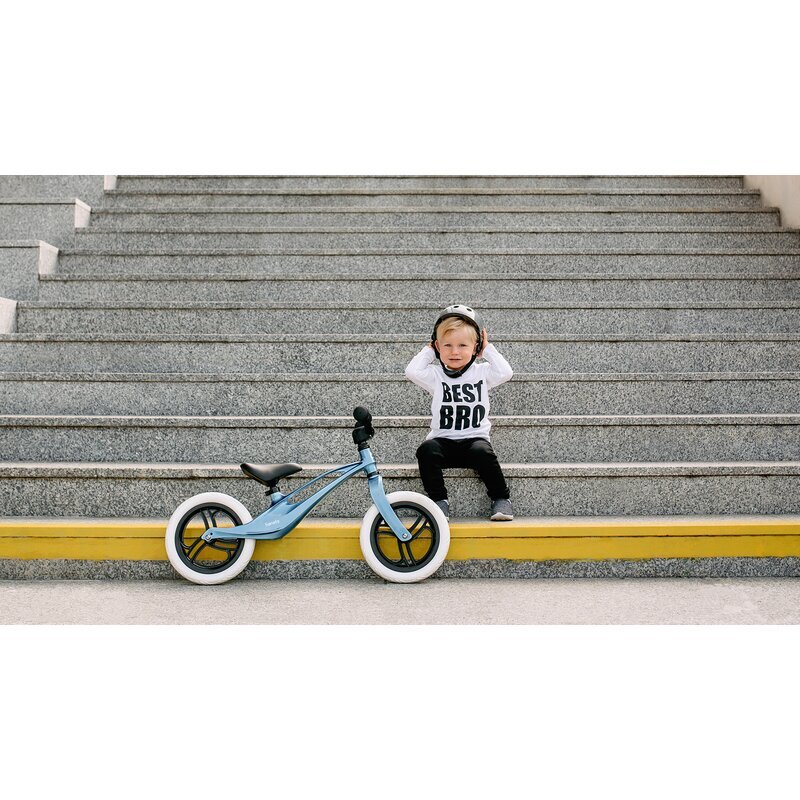 Lionelo Bicicleta copii fara pedale Bart 12 inch Blue Violet roti din spuma EVA de la 2 ani pana la 30 kg scaun reglabil de la 35-43 cm ghidon ajustabil suport pentru picioare in relief maner de transport