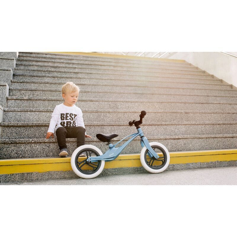 Lionelo Bicicleta copii fara pedale Bart 12 inch Blue Violet roti din spuma EVA de la 2 ani pana la 30 kg scaun reglabil de la 35-43 cm ghidon ajustabil suport pentru picioare in relief maner de transport