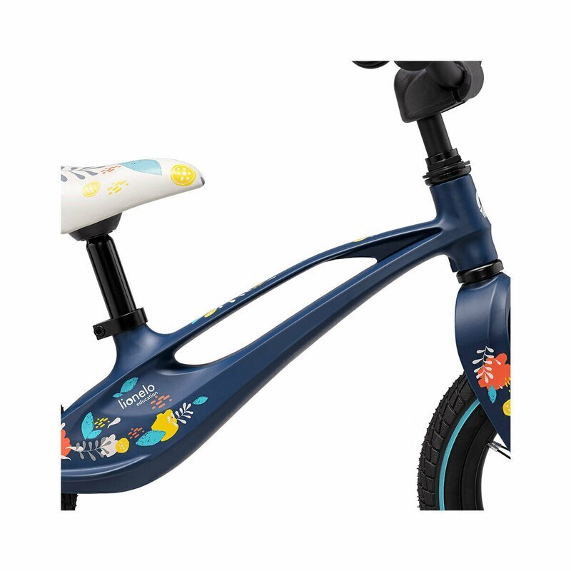 Lionelo Bicicleta copii fara pedale Bart Air albastru 12 inch cu roti gonflabile constructie din magneziu greutate foarte mica scaun si ghidon reglabile pe inaltime greutate maxima suportata 30 kg