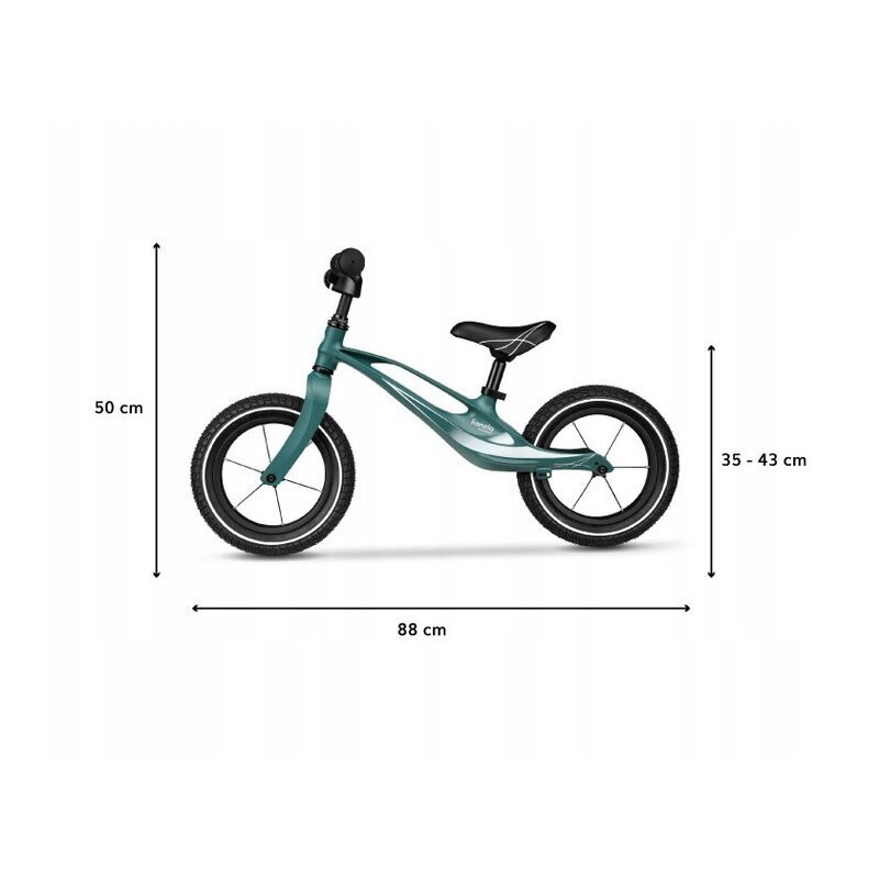 Lionelo Bicicleta copii fara pedale Bart Air green forest 12 inch cu roti gonflabile constructie din magneziu greutate foarte mica scaun si ghidon reglabile pe inaltime greutate maxima suportata 30 kg