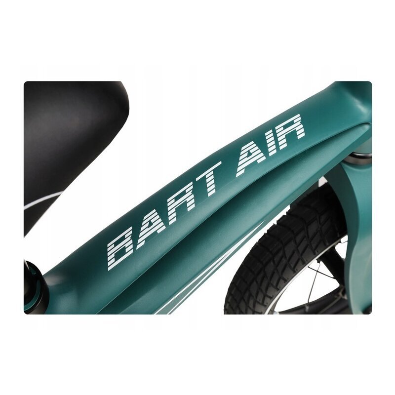 Lionelo Bicicleta copii fara pedale Bart Air green forest 12 inch cu roti gonflabile constructie din magneziu greutate foarte mica scaun si ghidon reglabile pe inaltime greutate maxima suportata 30 kg