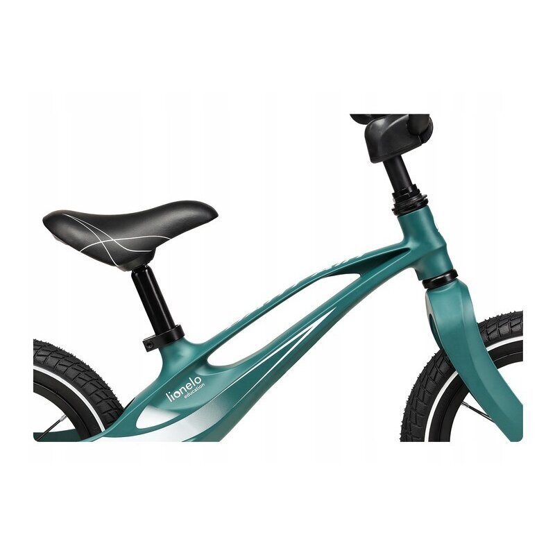 Lionelo Bicicleta copii fara pedale Bart Air green forest 12 inch cu roti gonflabile constructie din magneziu greutate foarte mica scaun si ghidon reglabile pe inaltime greutate maxima suportata 30 kg