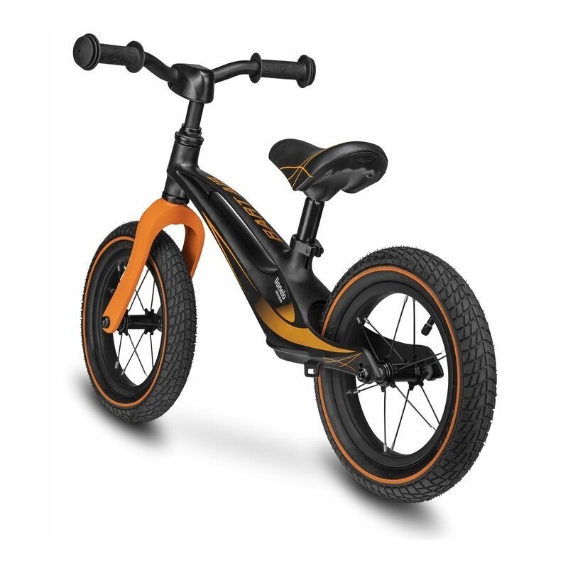 Lionelo Bicicleta copii fara pedale Bart Air negru 12 inch cu roti gonflabile constructie din magneziu greutate foarte mica scaun si ghidon reglabile pe inaltime greutate maxima suportata 30 kg