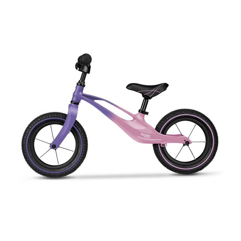 Lionelo Bicicleta copii fara pedale Bart Air Pink Violet 12 inch cu roti gonflabile constructie din magneziu greutate foarte mica scaun si ghidon reglabile pe inaltime greutate maxima suportata 30 kg