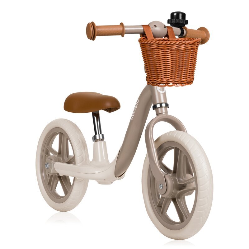 Lionelo Bicicleta fara pedale Alex Plus Usoara Cu ghidon si sa reglabile Include cos depozitare si sonerie Din otel Cu roti din spuma EVA 12 inch Beige Sand