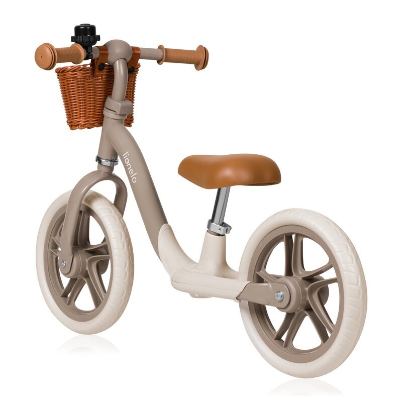 Lionelo Bicicleta fara pedale Alex Plus Usoara Cu ghidon si sa reglabile Include cos depozitare si sonerie Din otel Cu roti din spuma EVA 12 inch Beige Sand