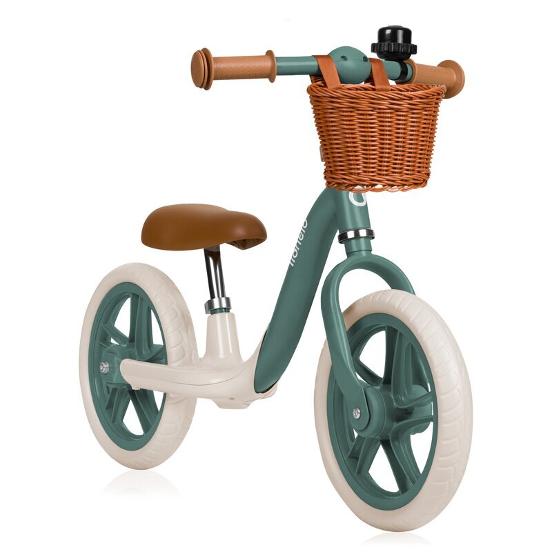 Lionelo Bicicleta fara pedale Alex Plus Usoara Cu ghidon si sa reglabile Include cos depozitare si sonerie Din otel Cu roti din spuma EVA 12 inch Green Forest