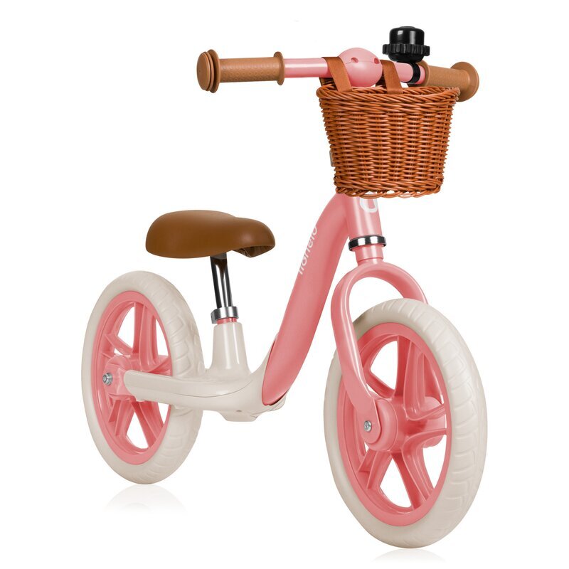 Lionelo Bicicleta fara pedale Alex Plus Usoara Cu ghidon si sa reglabile Include cos depozitare si sonerie Din otel Cu roti din spuma EVA 12 inch Pink Rose