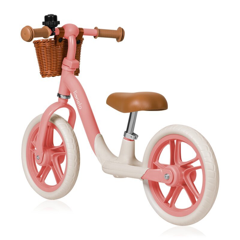 Lionelo Bicicleta fara pedale Alex Plus Usoara Cu ghidon si sa reglabile Include cos depozitare si sonerie Din otel Cu roti din spuma EVA 12 inch Pink Rose