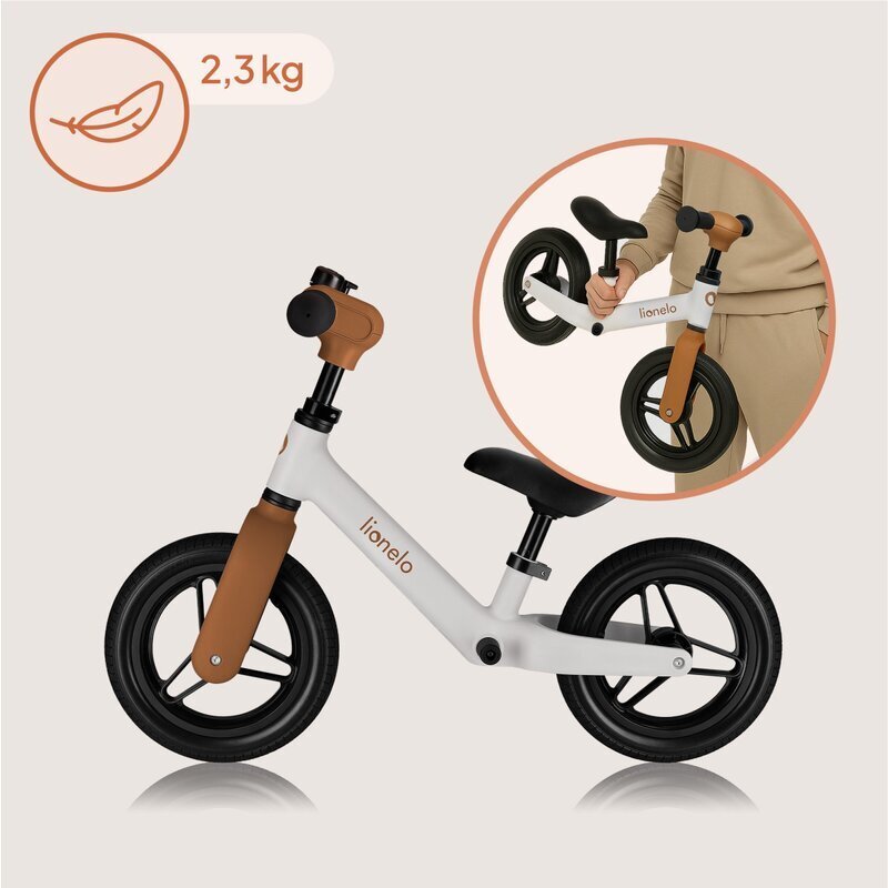 Lionelo Bicicleta fara pedale Toni Bej cu ghidon si sa reglabile ultra usoara 2.8 kg 18 luni+ sustine 30 kg conform cu standardul EN71-123 certificata TUV SUD