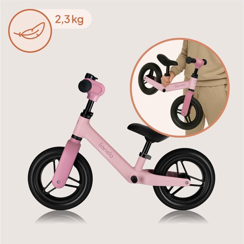 Lionelo Bicicleta fara pedale Toni Roz cu ghidon si sa reglabile ultra usoara 2.8 kg 18 luni+ sustine 30 kg conform cu standardul EN71-123 certificata TUV SUD