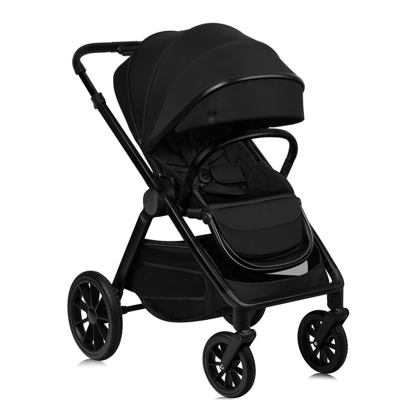 Lionelo Carucior 2 in 1 Layla Sarcina maxima 22 kg Cadru aluminiu Cu landou intarit si salteluta din spuma AirDots Reversibil Cu ventilatie 3D Cu accesorii Standard de siguranta EN1888-1 negru