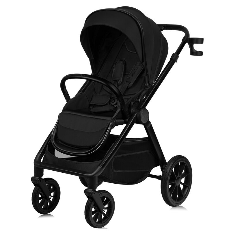 Lionelo Carucior 2 in 1 Layla Sarcina maxima 22 kg Cadru aluminiu Cu landou intarit si salteluta din spuma AirDots Reversibil Cu ventilatie 3D Cu accesorii Standard de siguranta EN1888-1 negru