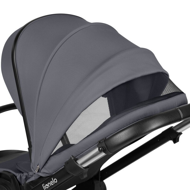 Lionelo Carucior 2 in 1 Layla sarcina maxima 22 kg cadru aluminiu cu landou intarit si salteluta din spuma AirDots reversibil ventilatie 3D accesorii EN1888-1 gri