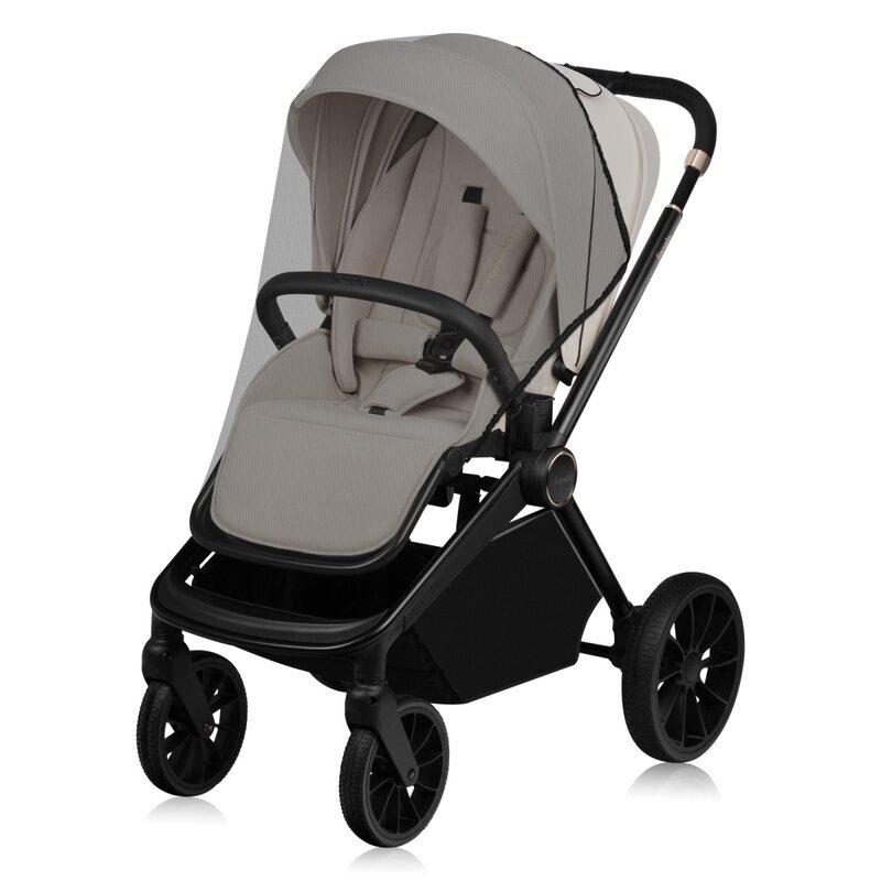 Lionelo Carucior 2 in 1 Mika Plus Cadru din aluminiu Cu landou intarit si salteluta moale Reversibil Cu sistem de ventilatie 3D Cu accesorii Pana la 22 kg Conform cu EN1888-1 EN1888-2 EN1466 Bej