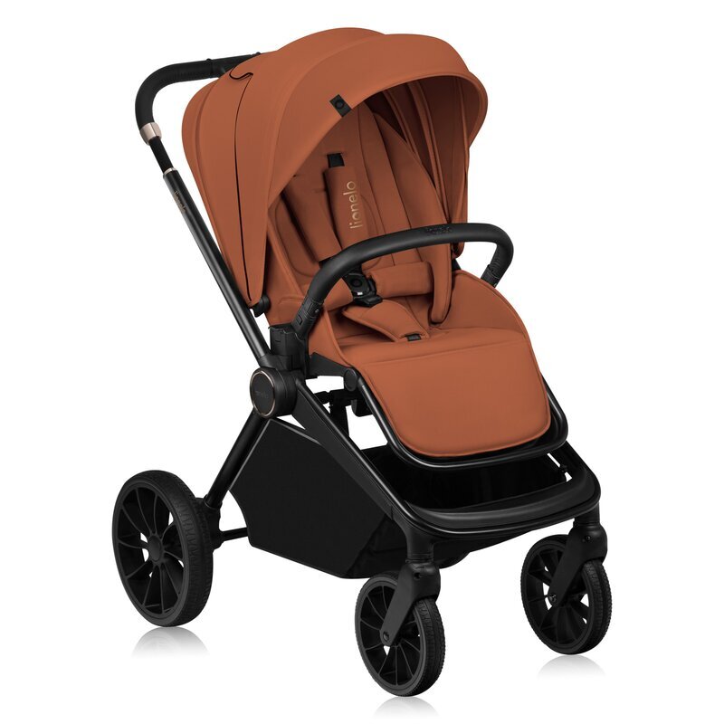 Lionelo Carucior 2 in 1 Mika Plus Cadru din aluminiu Cu landou intarit si salteluta moale Reversibil Cu sistem de ventilatie 3D Cu accesorii Sarcina maxima 22 kg Standard de siguranta EN1888-1 maro