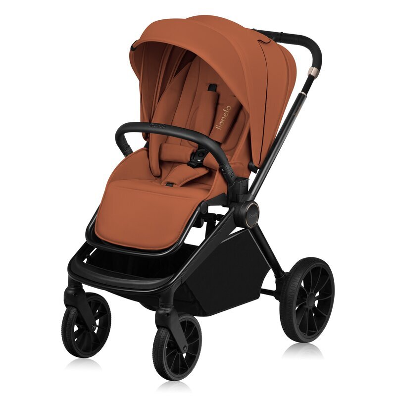 Lionelo Carucior 2 in 1 Mika Plus Cadru din aluminiu Cu landou intarit si salteluta moale Reversibil Cu sistem de ventilatie 3D Cu accesorii Sarcina maxima 22 kg Standard de siguranta EN1888-1 maro