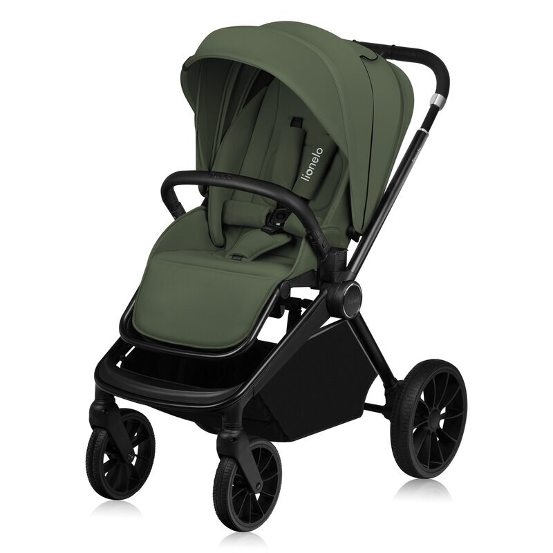 Lionelo Carucior 2 in 1 Mika Plus Cadru din aluminiu Cu landou intarit si salteluta moale Reversibil Cu sistem de ventilatie 3D Cu accesorii Sarcina maxima 22 kg Standard de siguranta EN1888-1 verde