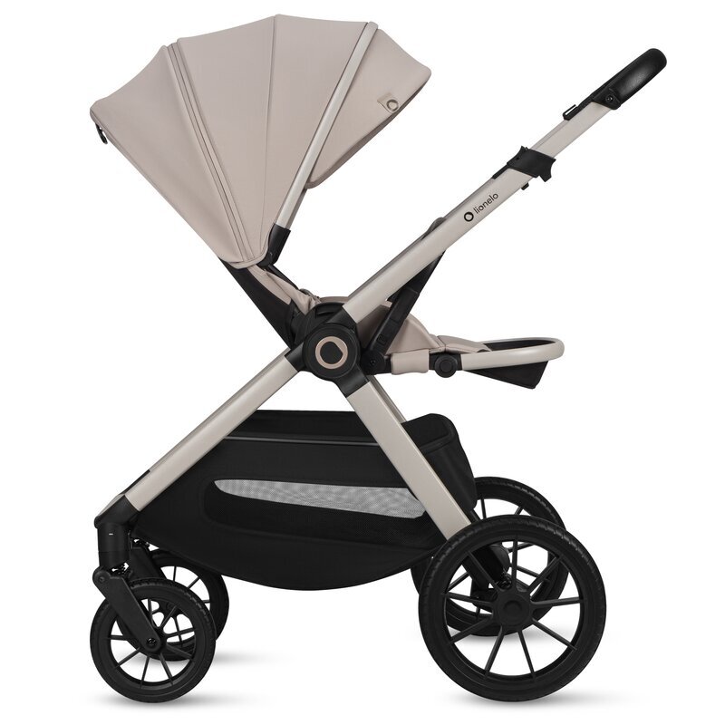 Lionelo Carucior 3 in 1 Layla Bej pana la 22 kg reversibil cadru aluminiu landou intarit si salteluta din spuma AirDots si scoica auto testata ADAC