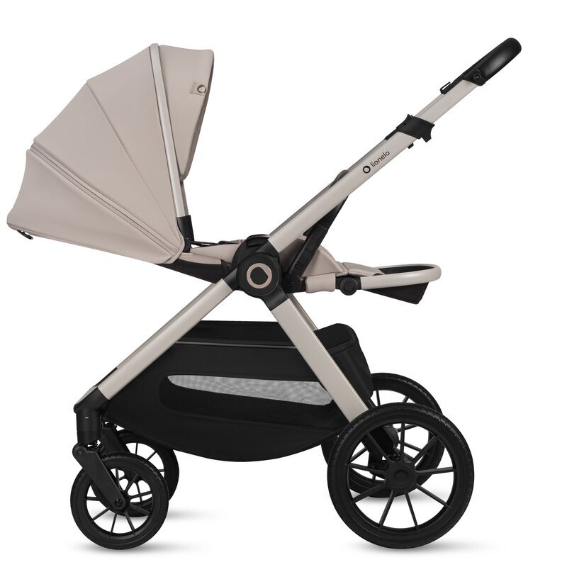Lionelo Carucior 3 in 1 Layla Bej pana la 22 kg reversibil cadru aluminiu landou intarit si salteluta din spuma AirDots si scoica auto testata ADAC