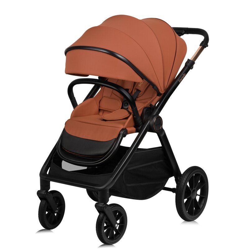 Lionelo Carucior 3 in 1 Layla Sarcina maxima 22 kg Cadru aluminiu Cu landou intarit si salteluta din spuma AirDots Reversibil Cu ventilatie 3D Cu accesorii Standard de siguranta EN1888-1 maro