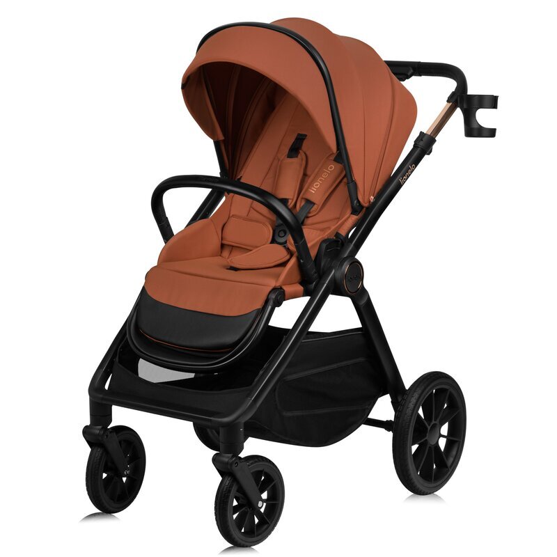 Lionelo Carucior 3 in 1 Layla Sarcina maxima 22 kg Cadru aluminiu Cu landou intarit si salteluta din spuma AirDots Reversibil Cu ventilatie 3D Cu accesorii Standard de siguranta EN1888-1 maro
