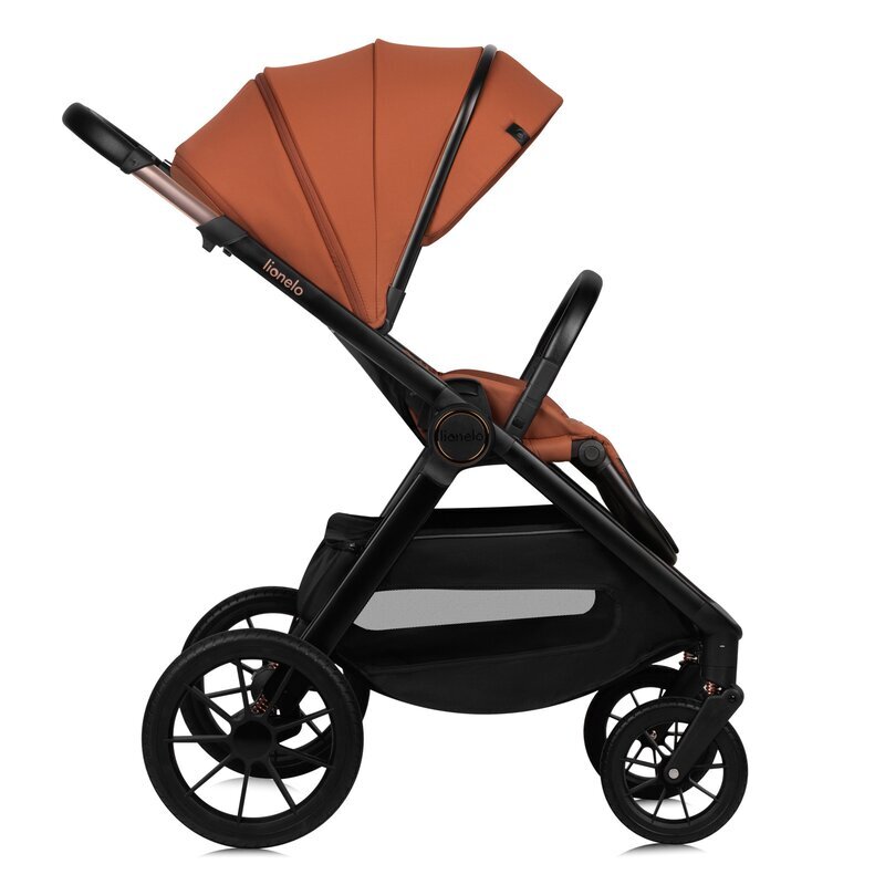Lionelo Carucior 3 in 1 Layla Sarcina maxima 22 kg Cadru aluminiu Cu landou intarit si salteluta din spuma AirDots Reversibil Cu ventilatie 3D Cu accesorii Standard de siguranta EN1888-1 maro