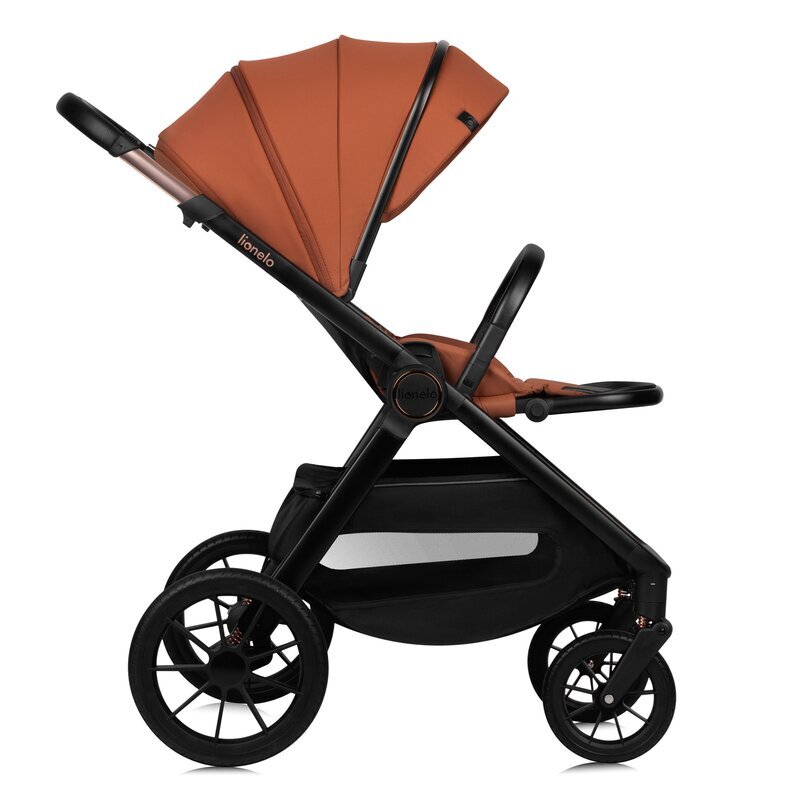 Lionelo Carucior 3 in 1 Layla Sarcina maxima 22 kg Cadru aluminiu Cu landou intarit si salteluta din spuma AirDots Reversibil Cu ventilatie 3D Cu accesorii Standard de siguranta EN1888-1 maro