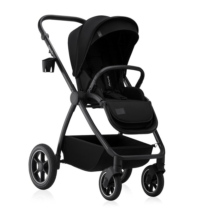 Lionelo Carucior 3 in 1 Meril cu landou de dimensiune XL reversibil cu scoica auto testata ADAC cu accesorii pana la 22 kg conform cu EN1888-1 EN1888-2 EN1466 negru