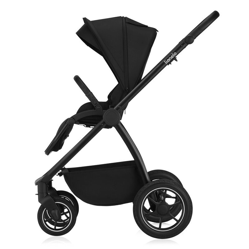 Lionelo Carucior 3 in 1 Meril cu landou de dimensiune XL reversibil cu scoica auto testata ADAC cu accesorii pana la 22 kg conform cu EN1888-1 EN1888-2 EN1466 negru