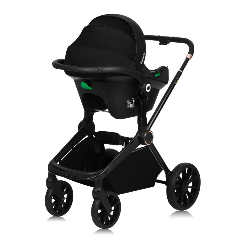 Lionelo Carucior 3 in 1 Mika Plus cadru din aluminiu landou intarit si salteluta moale scoica auto testata ADAC reversibil sistem de ventilatie 3D accesorii pana la 22 kg EN1888-1 EN1888-2 EN1466 ECE R129 Maro