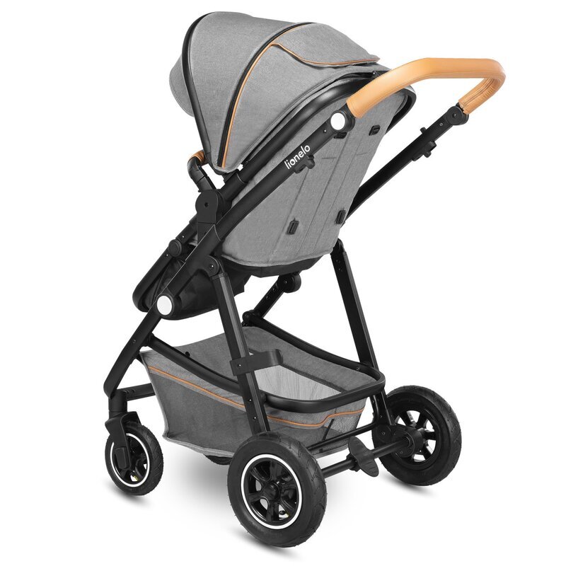 Lionelo Carucior Amber 2 in 1 Cadru aluminiu Cu landou intarit si salteluta moale Reversibil Maner ajustabil Huse pentru picioare ploaie Plasa de tantari Geanta parinti Sarcina maxima 22 kg Standard de siguranta EN1888-1 gri deschis