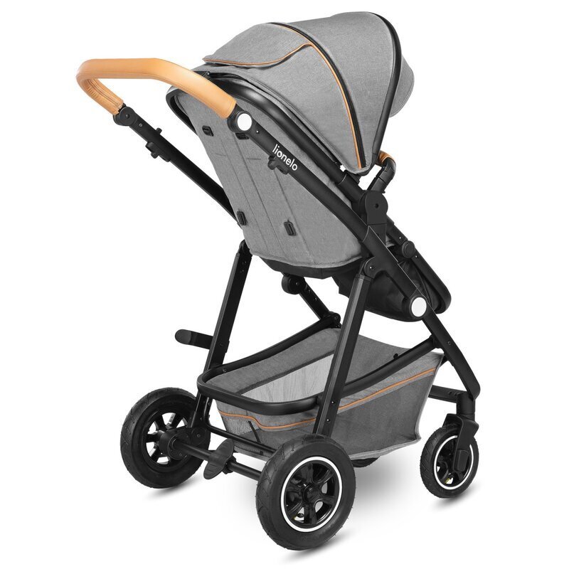 Lionelo Carucior Amber 2 in 1 Cadru aluminiu Cu landou intarit si salteluta moale Reversibil Maner ajustabil Huse pentru picioare ploaie Plasa de tantari Geanta parinti Sarcina maxima 22 kg Standard de siguranta EN1888-1 gri deschis