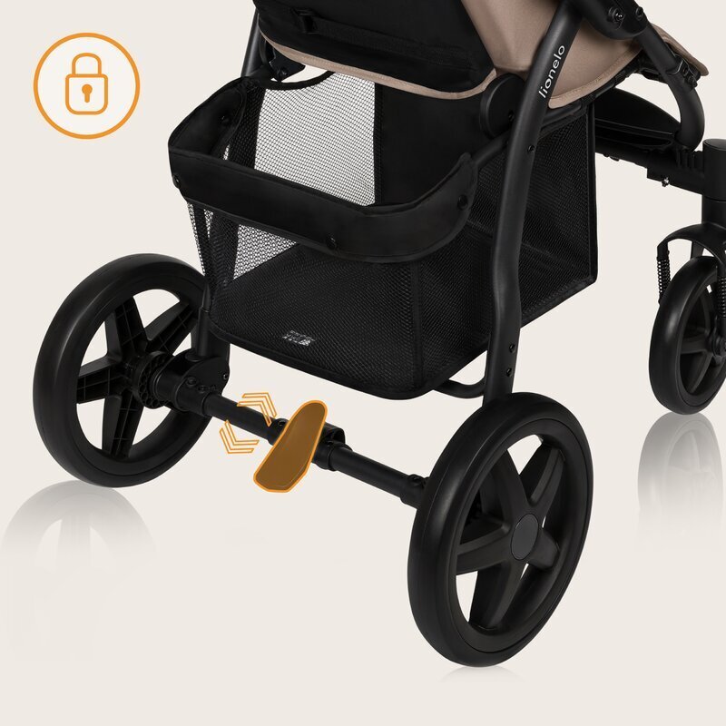 Lionelo Carucior pentru copii Annet Plus Bej cu accesorii si capotina XXL reglabila 0-22 kg conform cu standardele europene de securitate