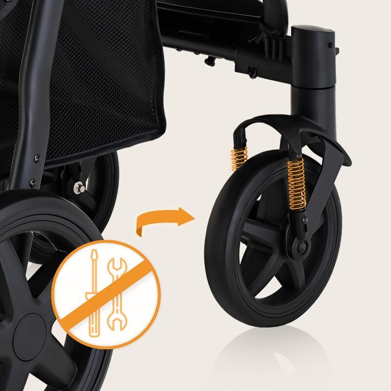 Lionelo Carucior pentru copii Annet Plus Bej cu accesorii si capotina XXL reglabila 0-22 kg conform cu standardele europene de securitate