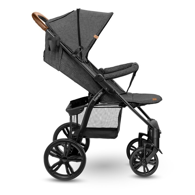 Lionelo Carucior pentru copii Annet Plus Gri Caramel cu accesorii si capotina XXL reglabila 0-22 kg conform cu standardele europene de securitate