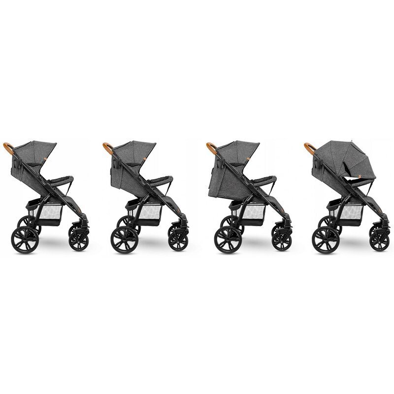 Lionelo Carucior pentru copii Annet Plus Gri Caramel cu accesorii si capotina XXL reglabila 0-22 kg conform cu standardele europene de securitate