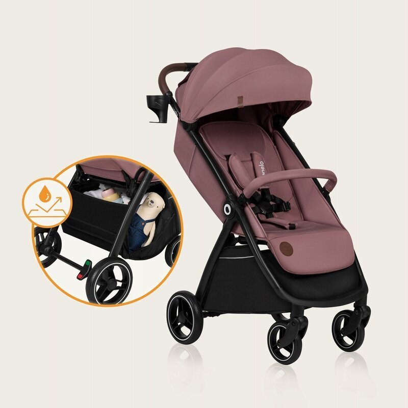 Lionelo Carucior pentru copii Ingrid Roz sport capotina impermeabila cu filtru UPF50+ pana la 22 kg spatar reglabil suport pahar si plasa de tantari sistem pentru pliere automata