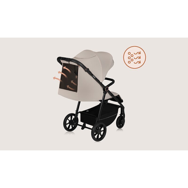 Lionelo Carucior pentru copii Iva Bej sport sustine 22 kg spatar reglabil suspensii maner ajustabil