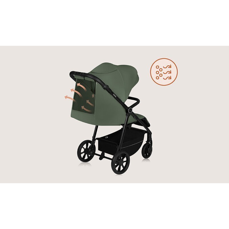Lionelo Carucior pentru copii Iva Verde sport sustine 22 kg spatar reglabil suspensii maner ajustabil