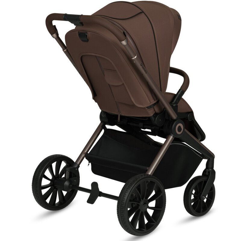 Lionelo Carucior pentru copii Mika Plus Mocha Mousse sport cadru din aluminiu copertina XXL spatar reglabil accesorii pana la 22 kg EN1888-1
